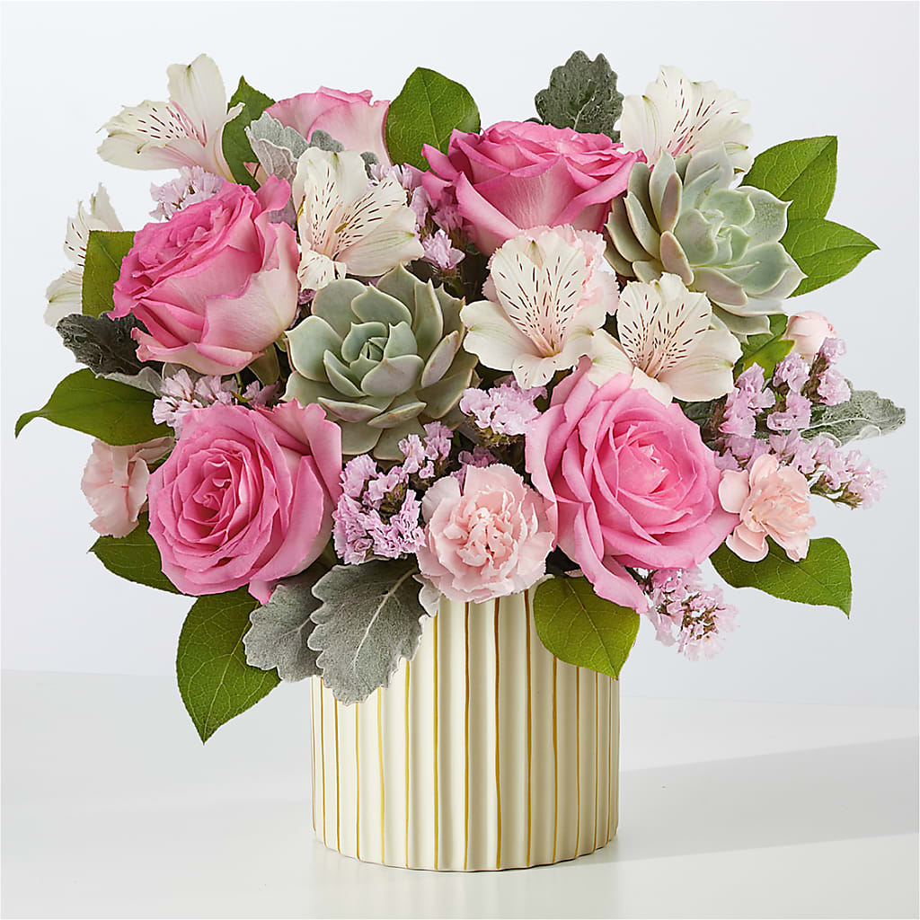 Dusty Rose Bouquet with Ivory Vase – Floreria Reno, Reno NV