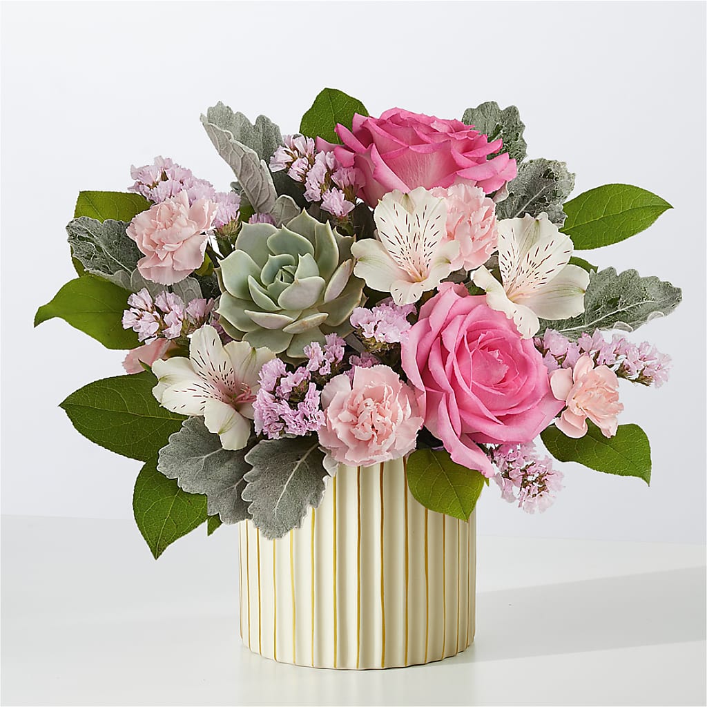 Dusty Rose Bouquet with Ivory Vase – Floreria Reno, Reno NV