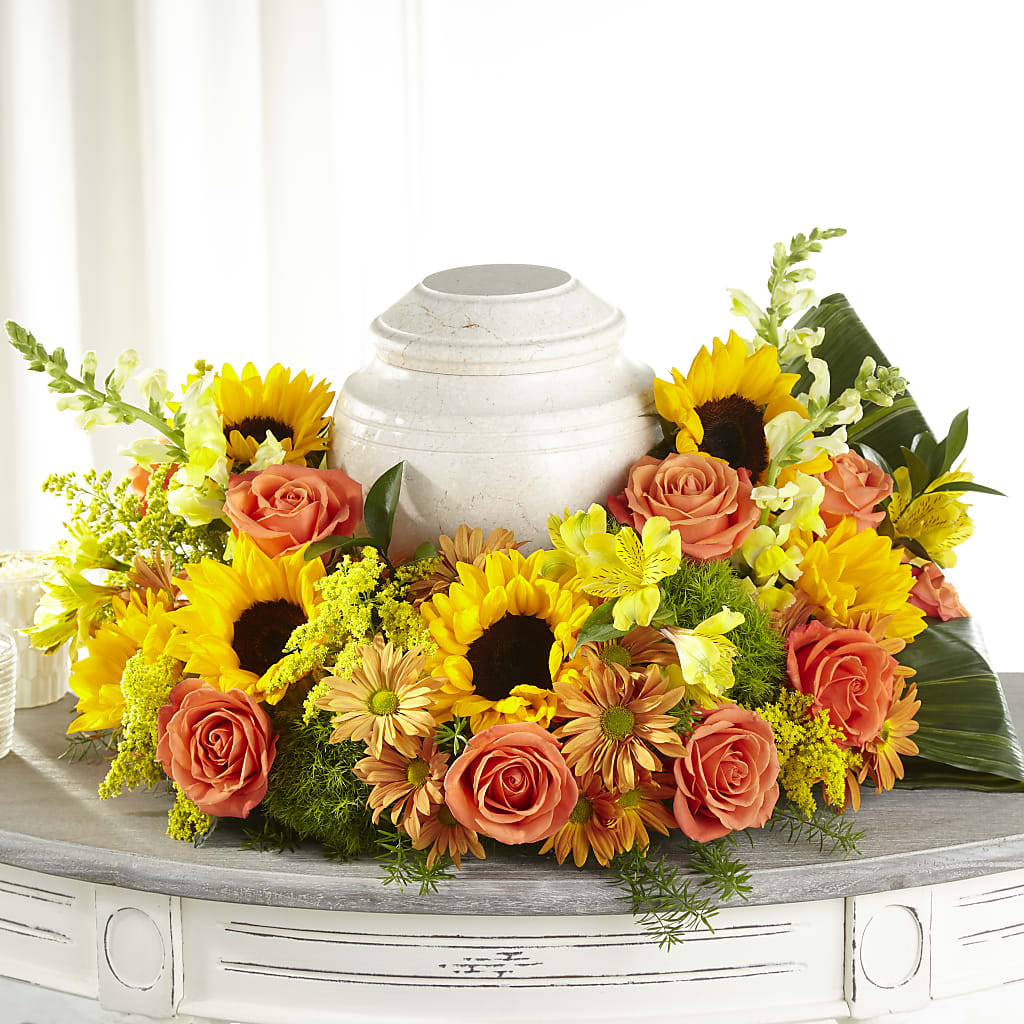 Faithful Sunflower Cremation Adornment – Floreria Reno, Reno NV