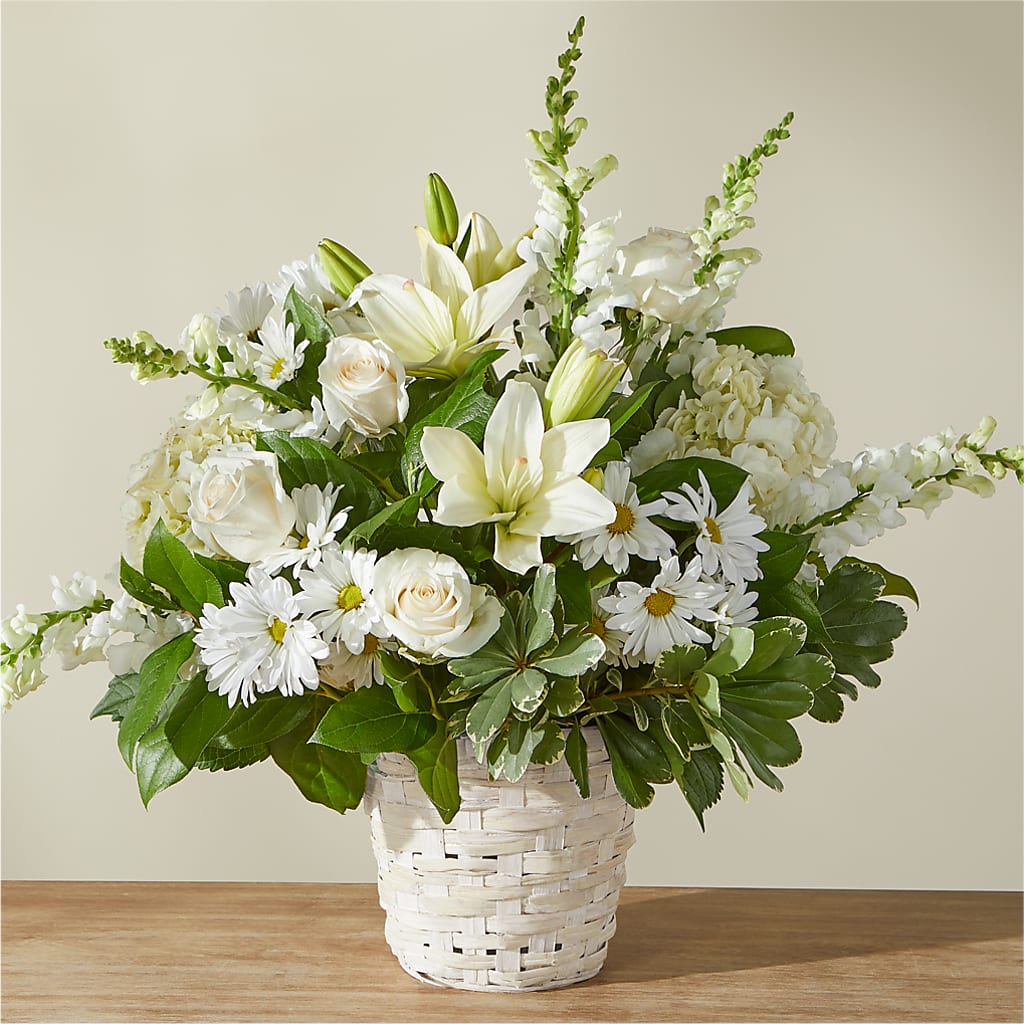 Ivory Elegance Floral Basket – Floreria Reno, Reno NV