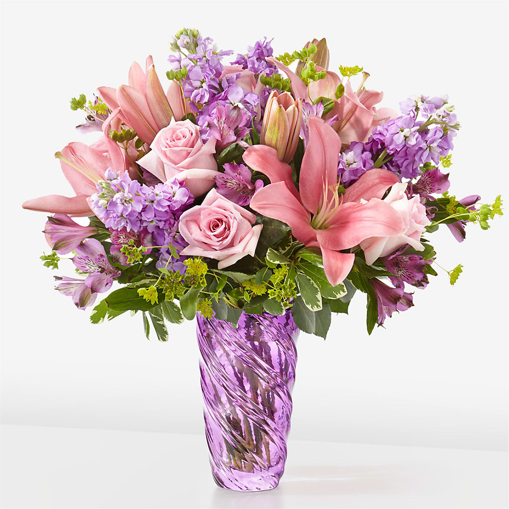 Precious Petals Bouquet with Luxe Swirl Vase – Floreria Reno, Reno NV