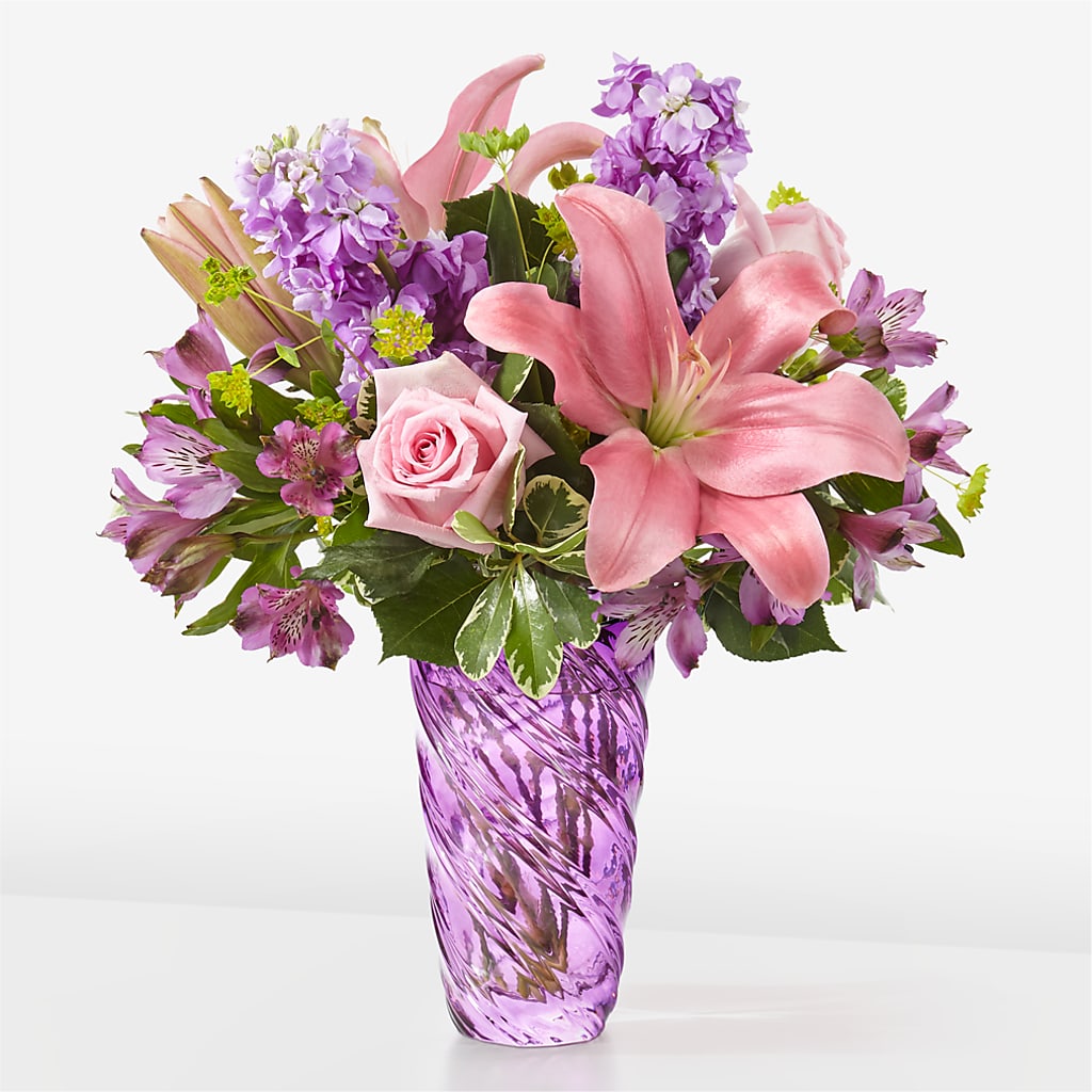 Precious Petals Bouquet with Luxe Swirl Vase – Floreria Reno, Reno NV